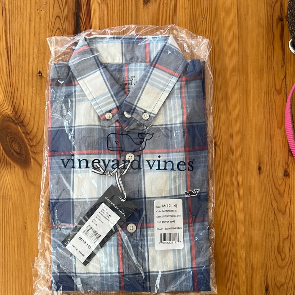 Brand New Vineyard Vines Boys Long Sleeve Shirt, size M